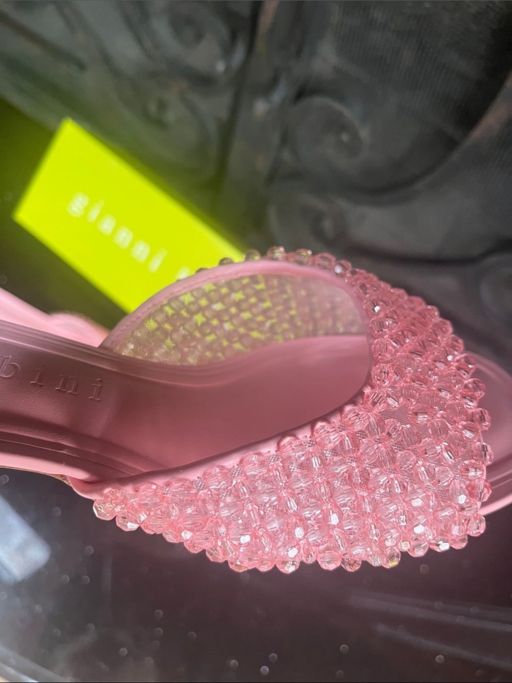Gianni Bini Pink Pastel Beaded Slide Sandals - Picture 4 of 11